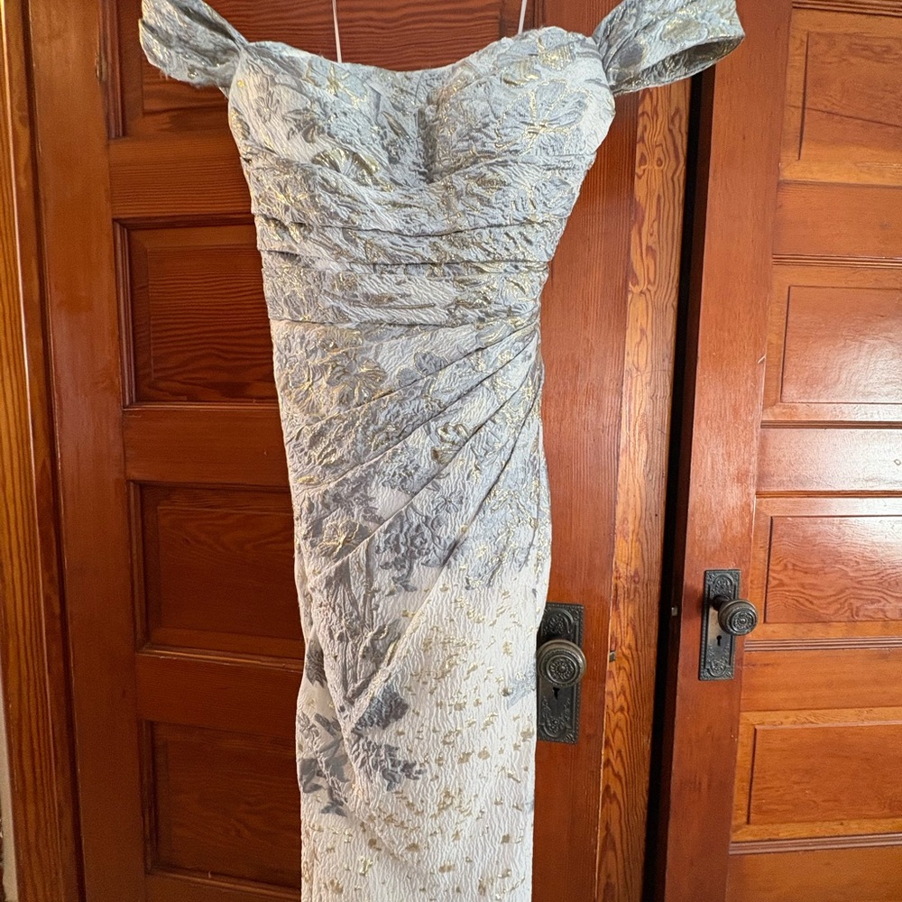 Chic One-Shoulder Gray and Gold Dress Mother of the Groom -Never worn